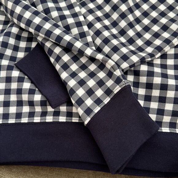 NWOT Draper James Navy Blue & White Gingham Pullover Natalie Sweatshirt Size M - Picture 5 of 5
